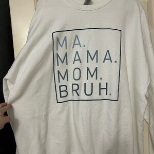 Gildan White Sweatshirt with Blue Text